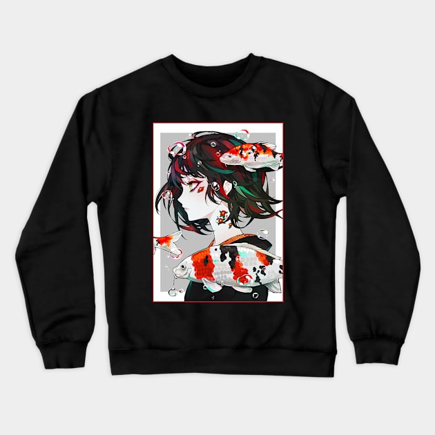 Anime Girl Japanese Aesthetic anime Otaku Gift Crewneck Sweatshirt by YANISOVE